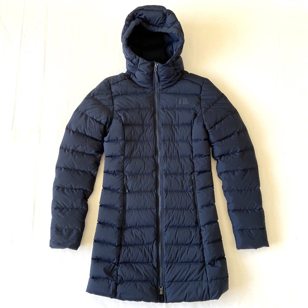 The North Face Stretch Down Parka Women's XS Dark Blue 700 Fill Down Hooded